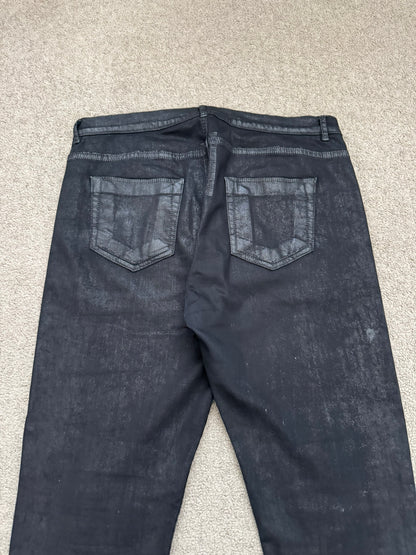 SS15 Rick Owens DRKSHDW Black Waxed Torrence Cut Denim Jeans