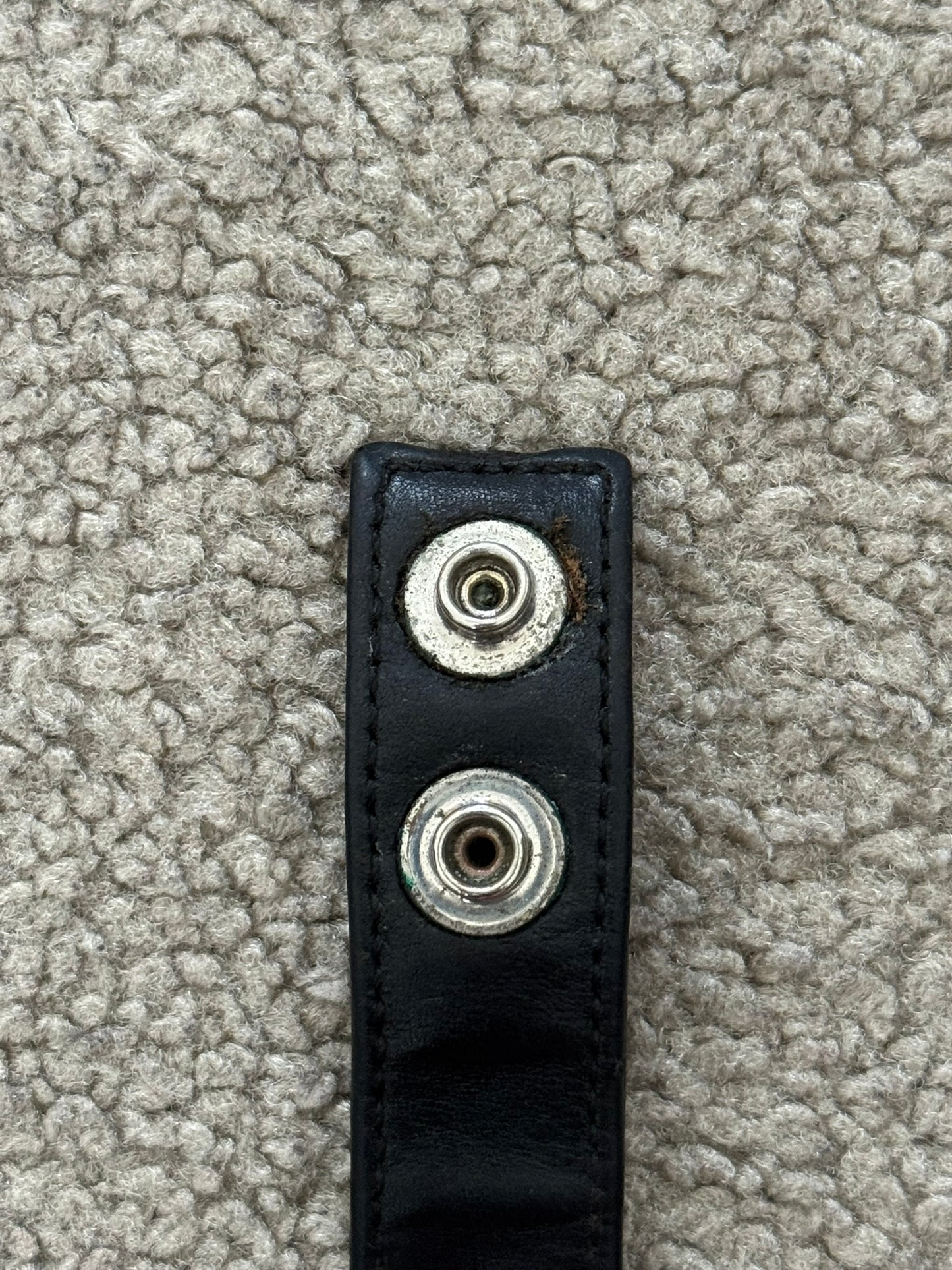 Chrome Hearts 3 Silver Star Snap Button Black Leather Bracelet