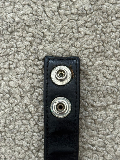 Chrome Hearts 3 Silver Star Snap Button Black Leather Bracelet