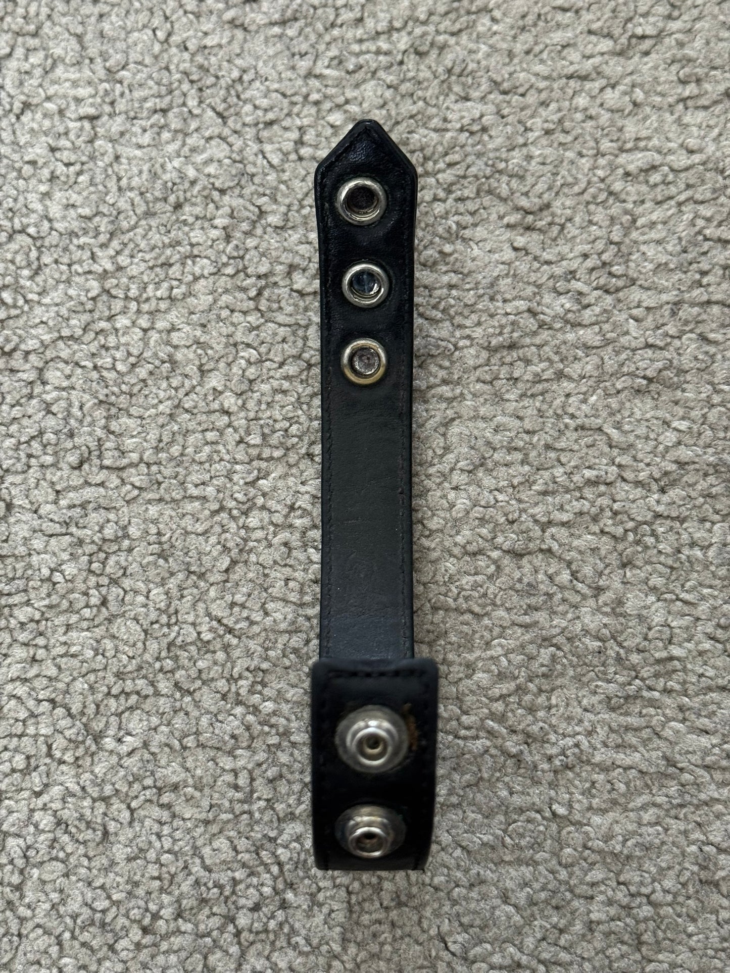 Chrome Hearts 3 Silver Star Snap Button Black Leather Bracelet