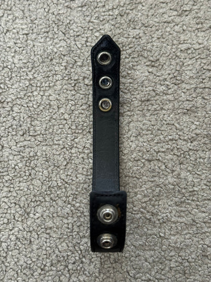 Chrome Hearts 3 Silver Star Snap Button Black Leather Bracelet