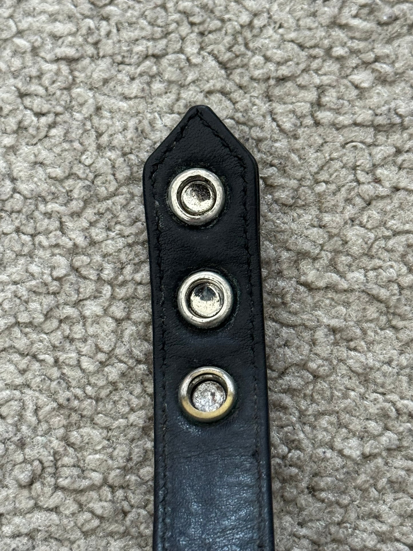 Chrome Hearts 3 Silver Star Snap Button Black Leather Bracelet