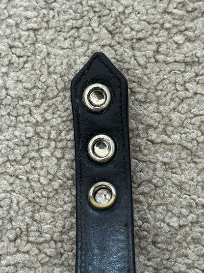 Chrome Hearts 3 Silver Star Snap Button Black Leather Bracelet