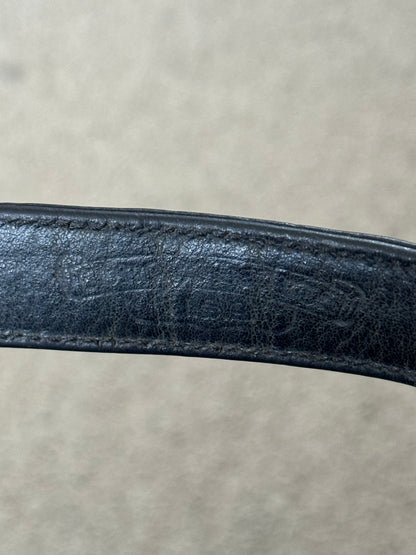 Chrome Hearts 3 Silver Star Snap Button Black Leather Bracelet