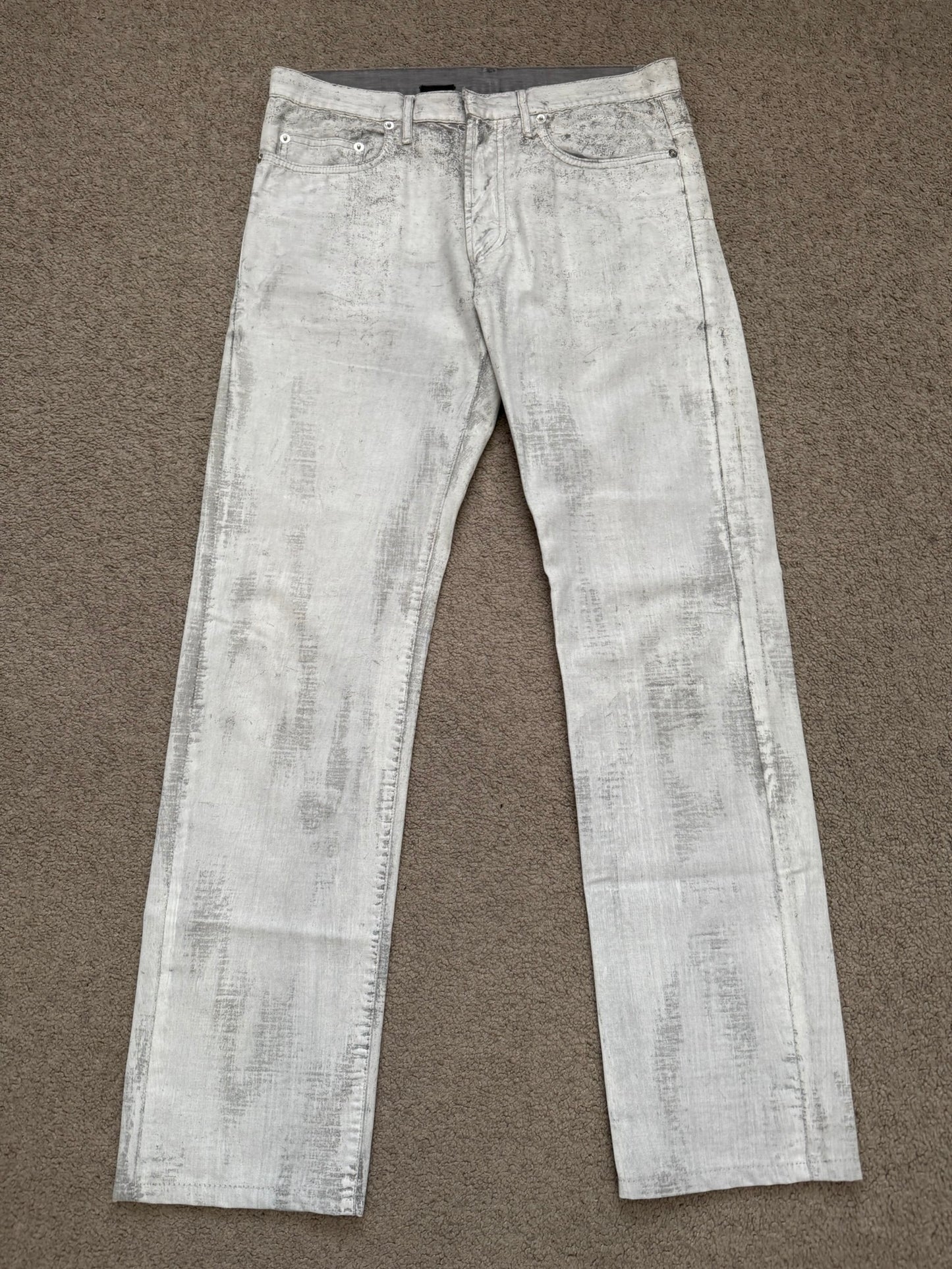 SS10 Dior Homme by Kris Van Assche White Painted Denim Jeans