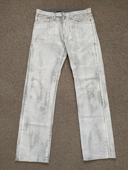 SS10 Dior Homme by Kris Van Assche White Painted Denim Jeans