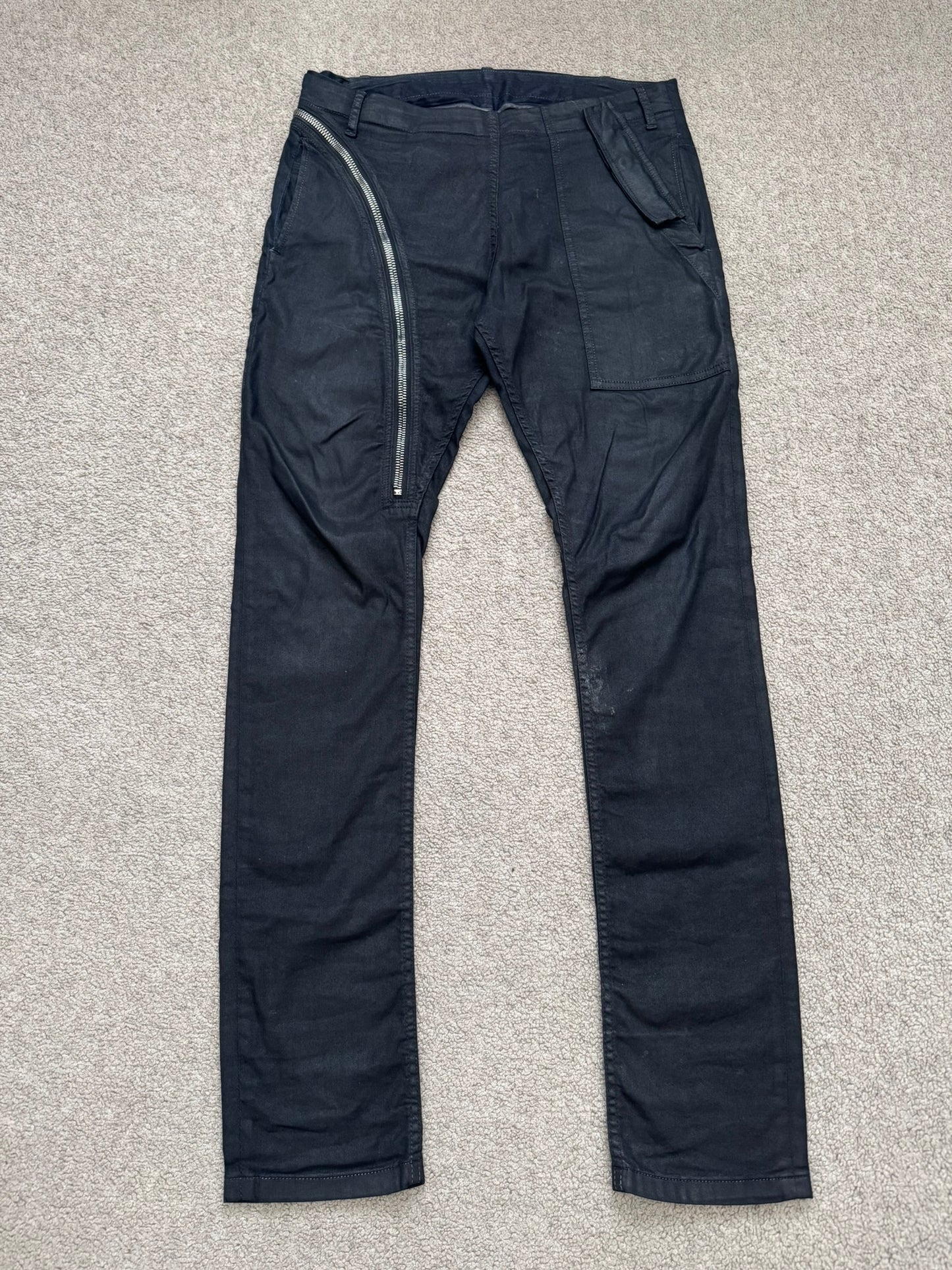SS14 Rick Owens DRKSHDW "Vicious" Half Layer Waxed Aircut Denim Jeans