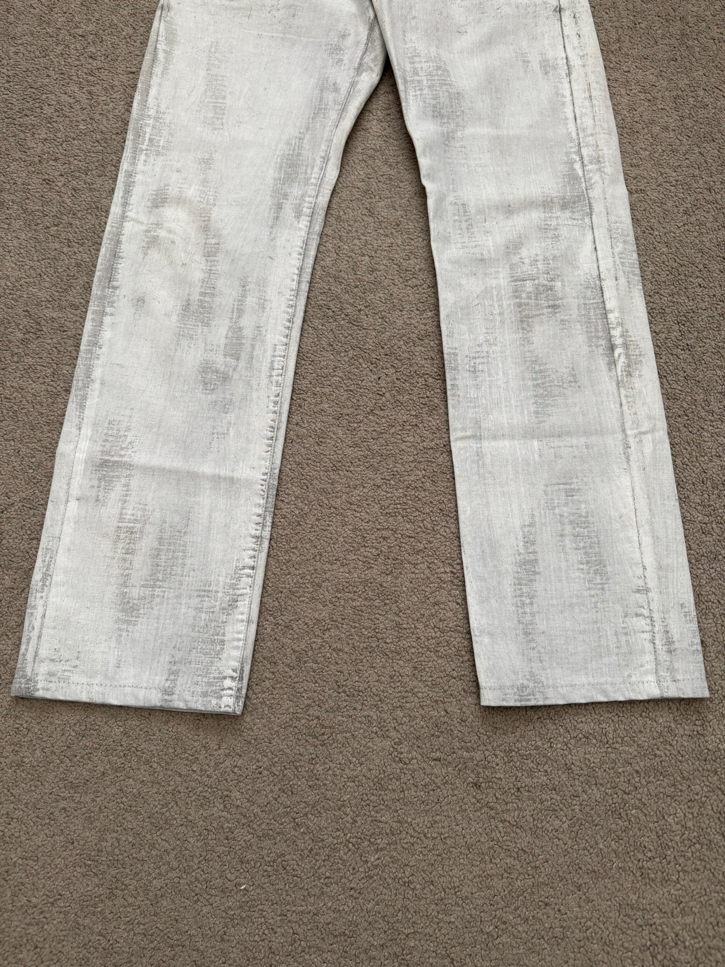 SS10 Dior Homme by Kris Van Assche White Painted Denim Jeans