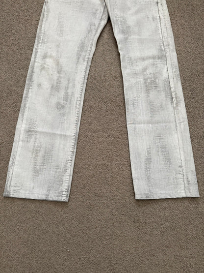 SS10 Dior Homme by Kris Van Assche White Painted Denim Jeans