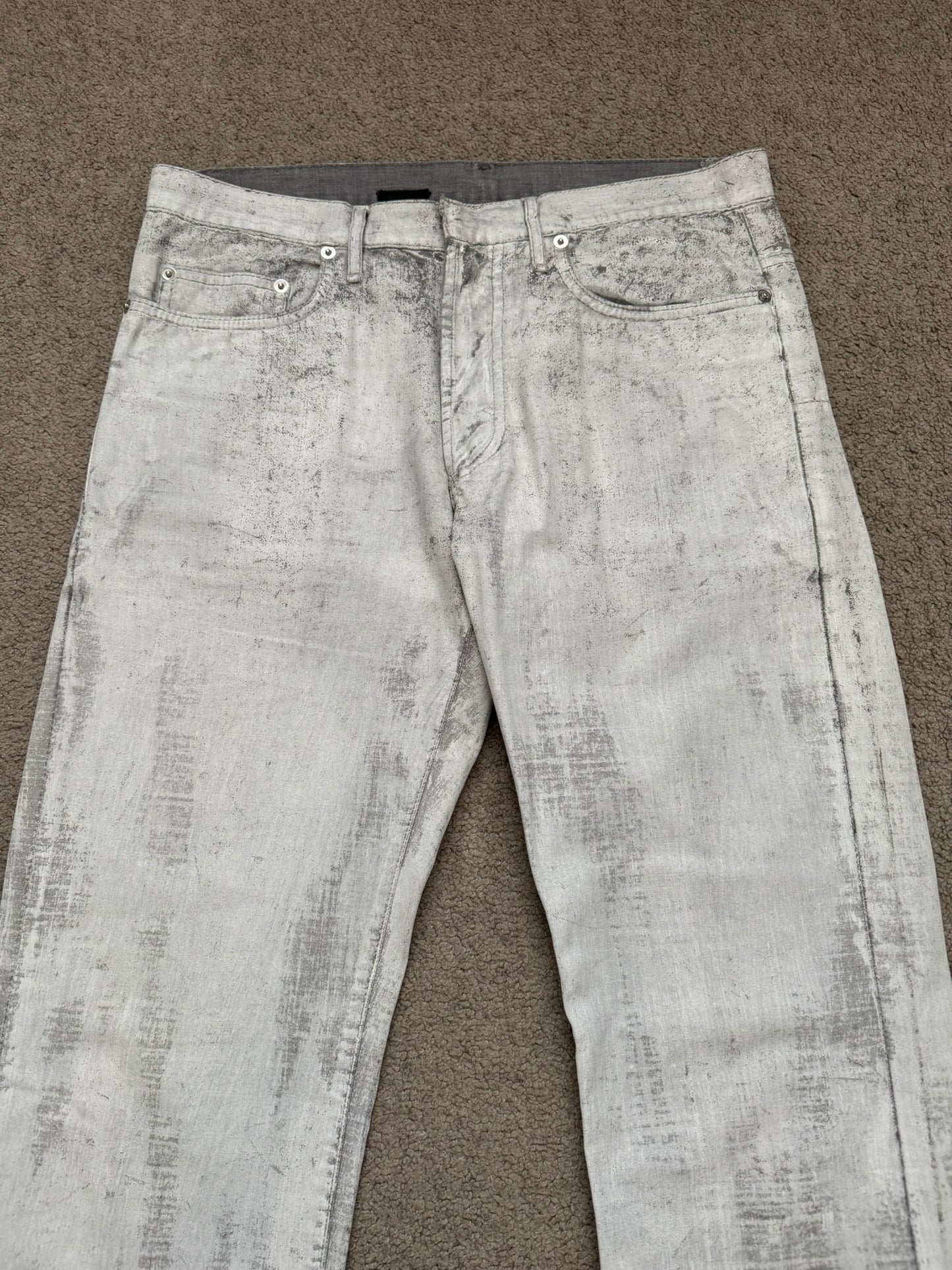 SS10 Dior Homme by Kris Van Assche White Painted Denim Jeans