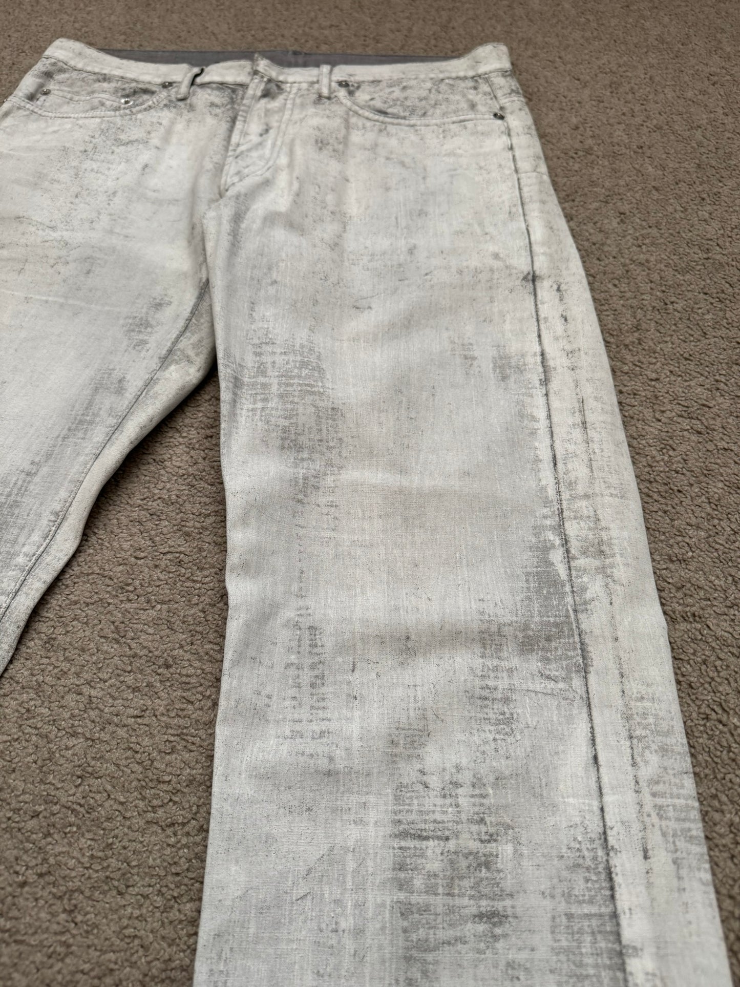 SS10 Dior Homme by Kris Van Assche White Painted Denim Jeans