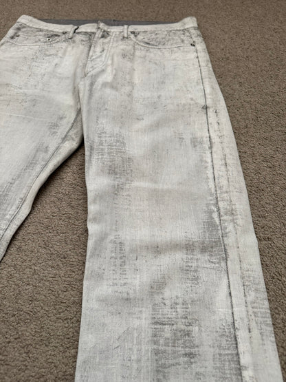 SS10 Dior Homme by Kris Van Assche White Painted Denim Jeans
