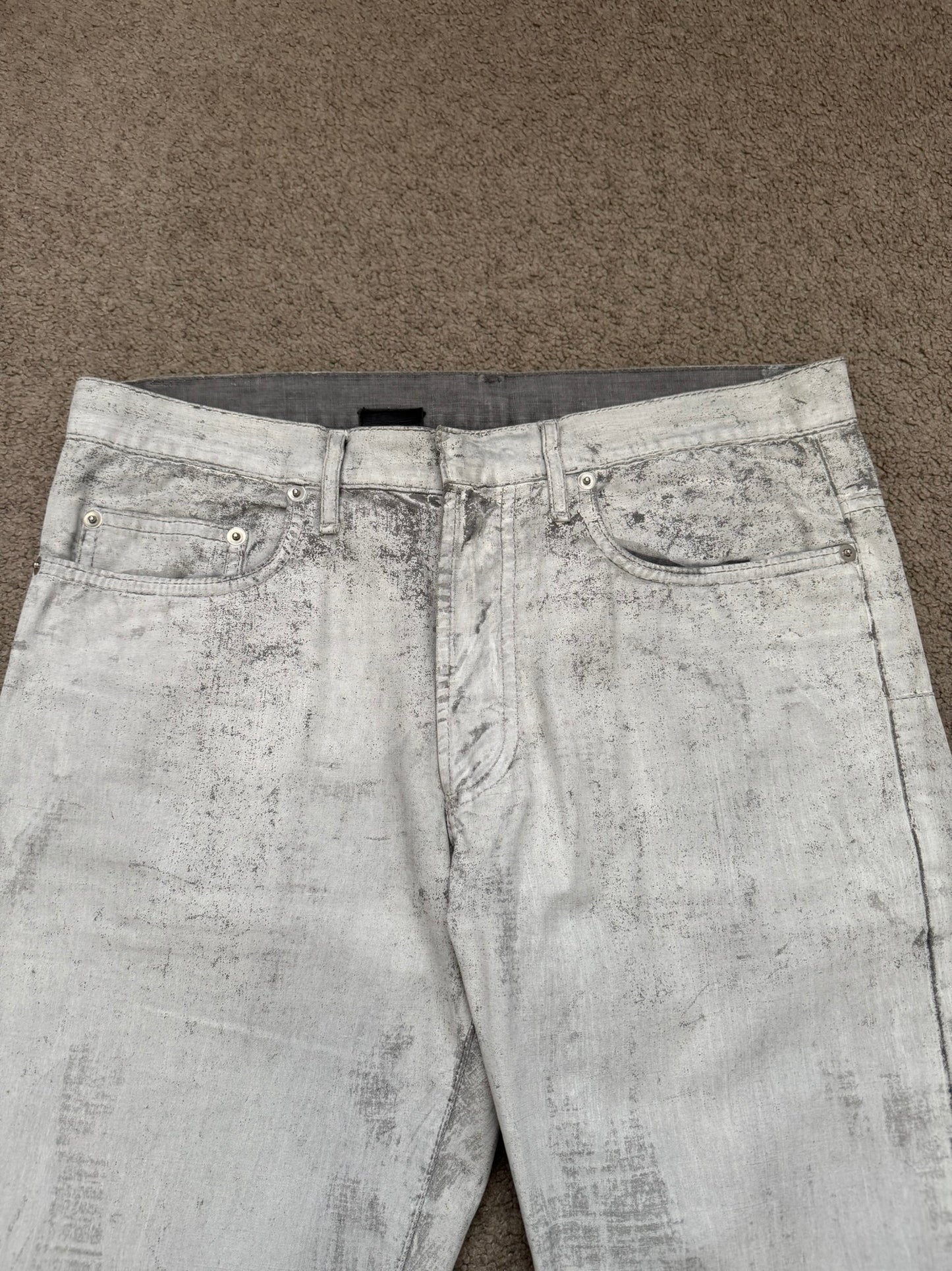 SS10 Dior Homme by Kris Van Assche White Painted Denim Jeans