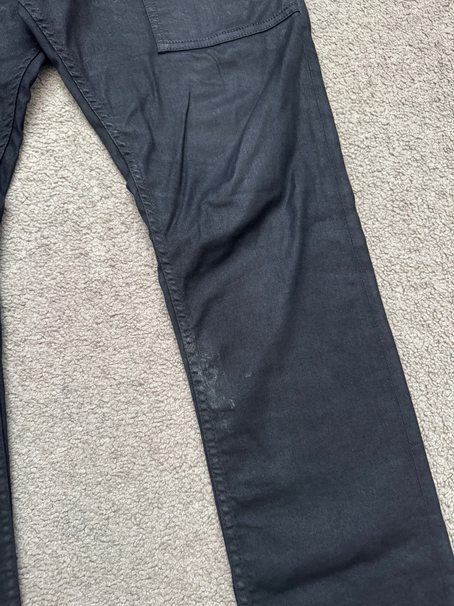 SS14 Rick Owens DRKSHDW "Vicious" Half Layer Waxed Aircut Denim Jeans