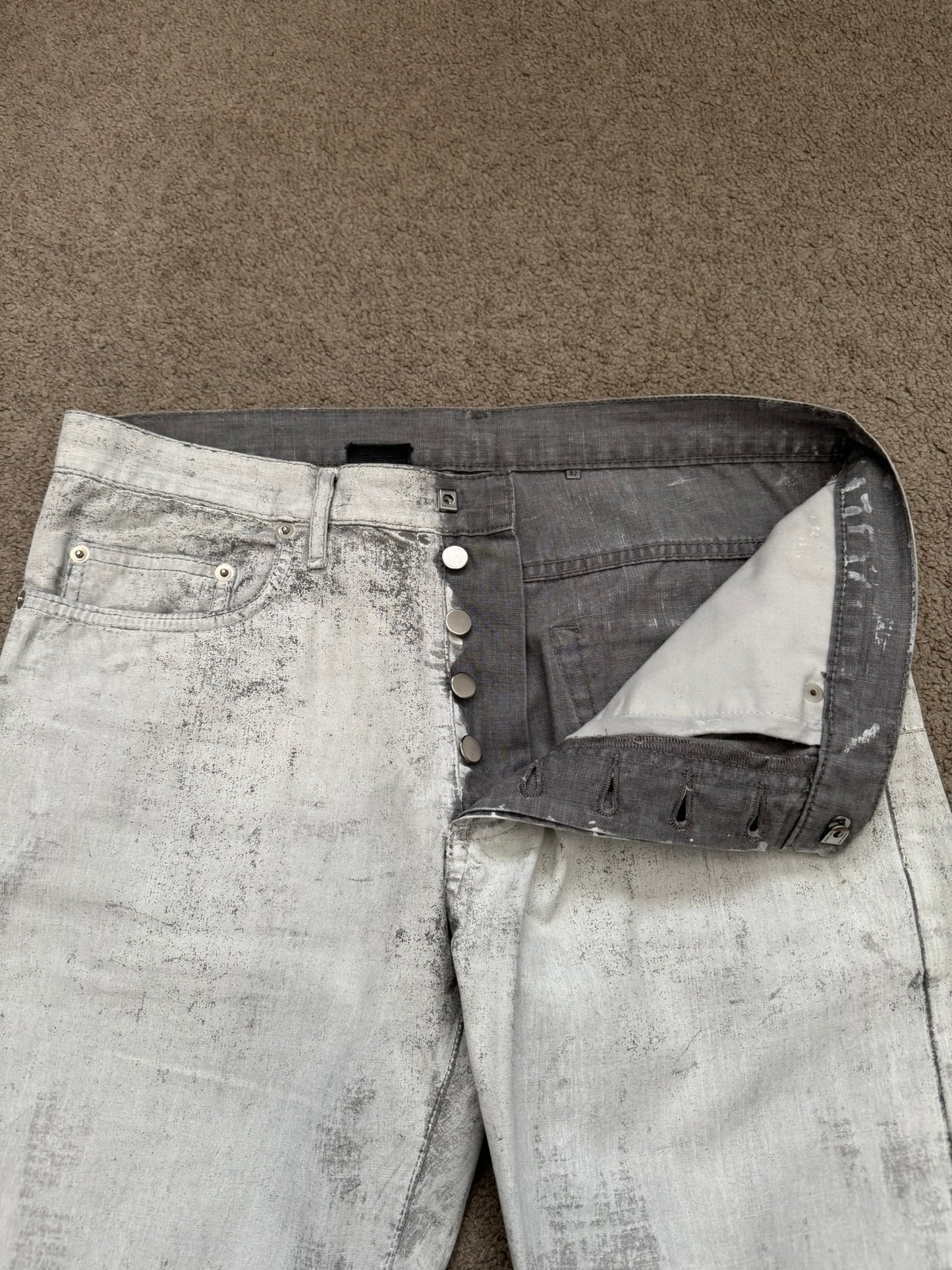 SS10 Dior Homme by Kris Van Assche White Painted Denim Jeans