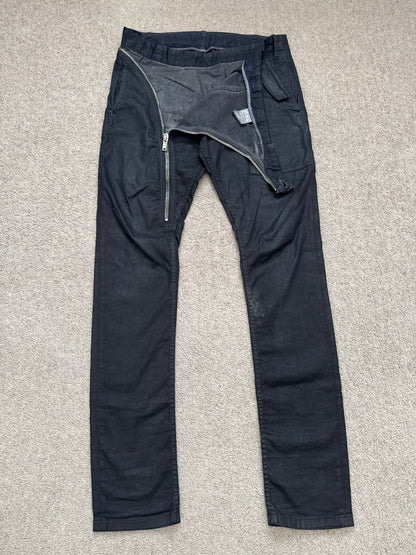 SS14 Rick Owens DRKSHDW "Vicious" Half Layer Waxed Aircut Denim Jeans