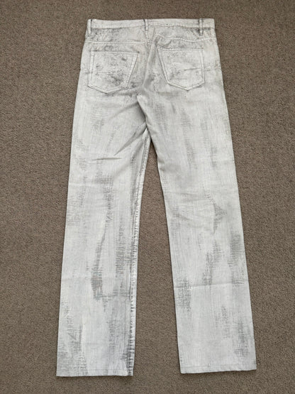 SS10 Dior Homme by Kris Van Assche White Painted Denim Jeans