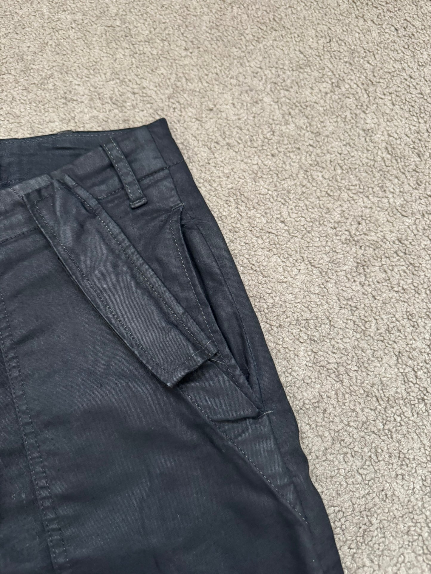 SS14 Rick Owens DRKSHDW "Vicious" Half Layer Waxed Aircut Denim Jeans