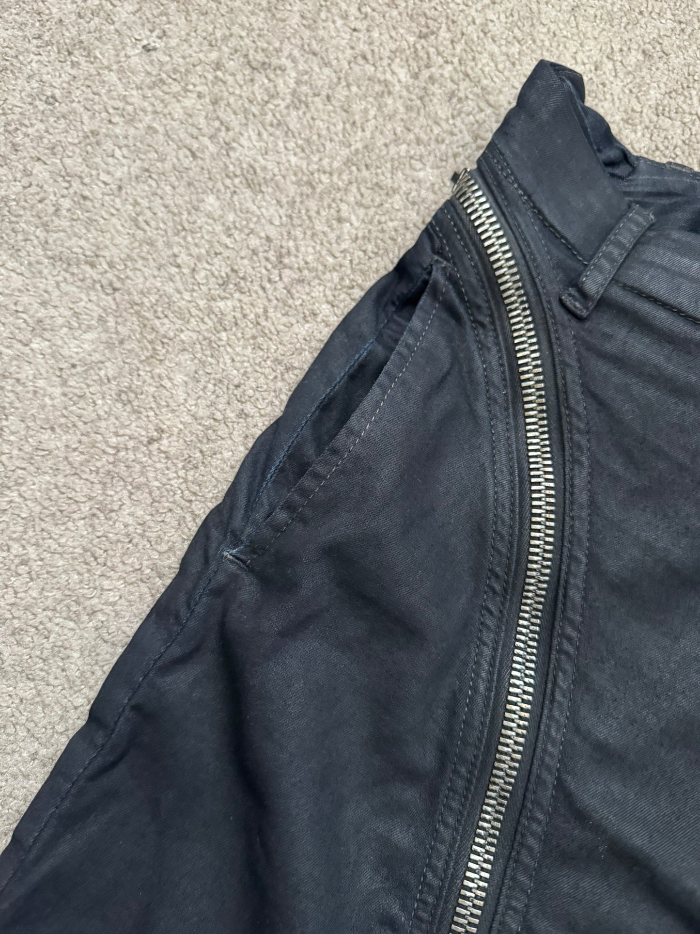 SS14 Rick Owens DRKSHDW "Vicious" Half Layer Waxed Aircut Denim Jeans