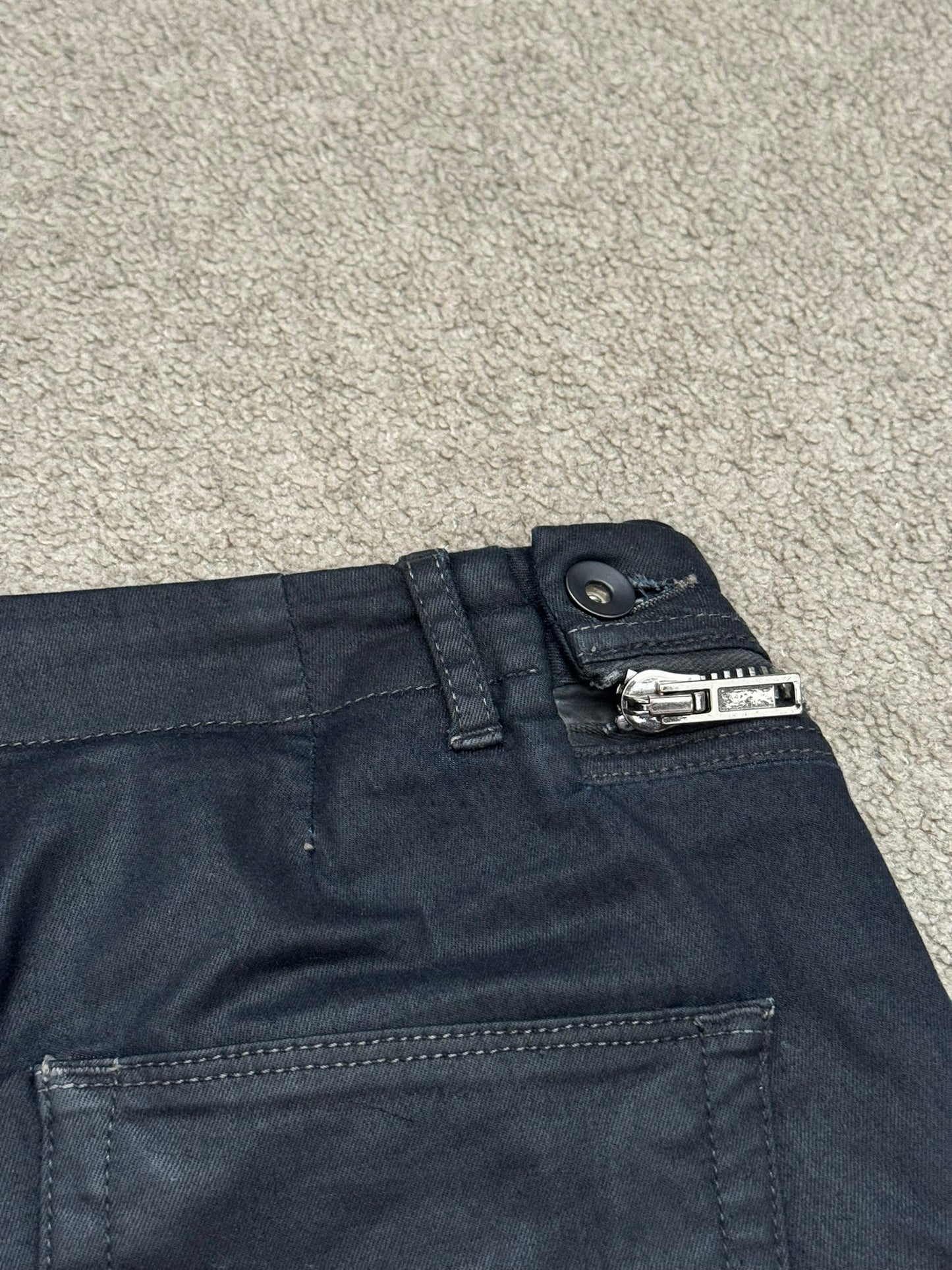 SS14 Rick Owens DRKSHDW "Vicious" Half Layer Waxed Aircut Denim Jeans