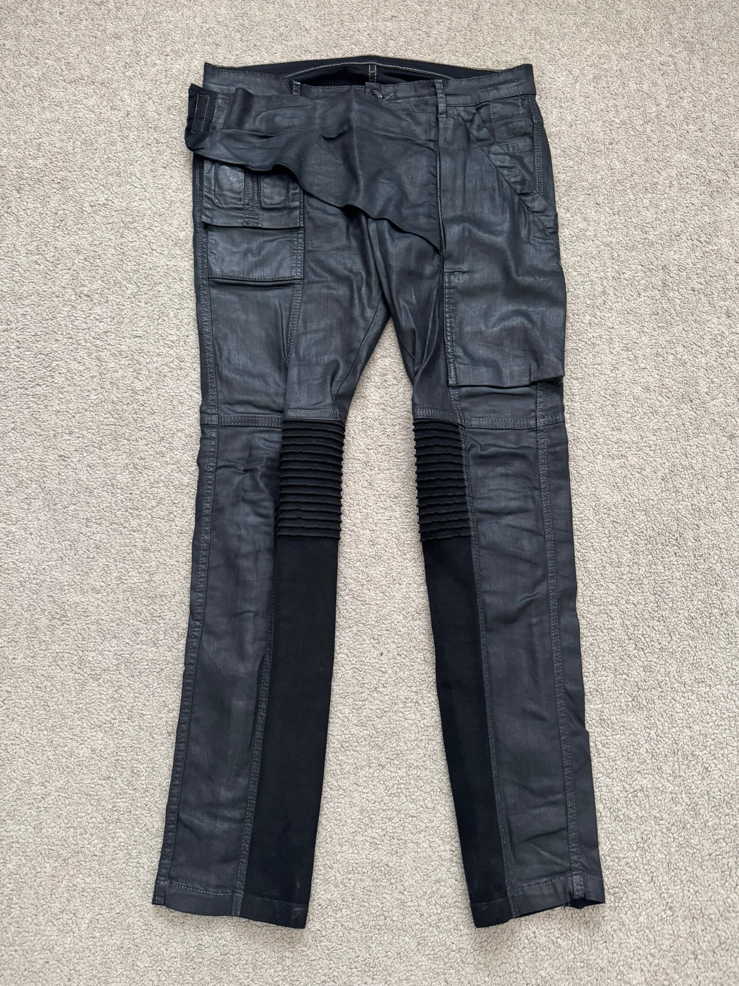 FW13 Rick Owens DRKSHDW Waxed Memphis Biker Denim Jeans