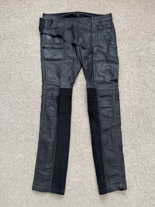 FW13 Rick Owens DRKSHDW Waxed Memphis Biker Denim Jeans