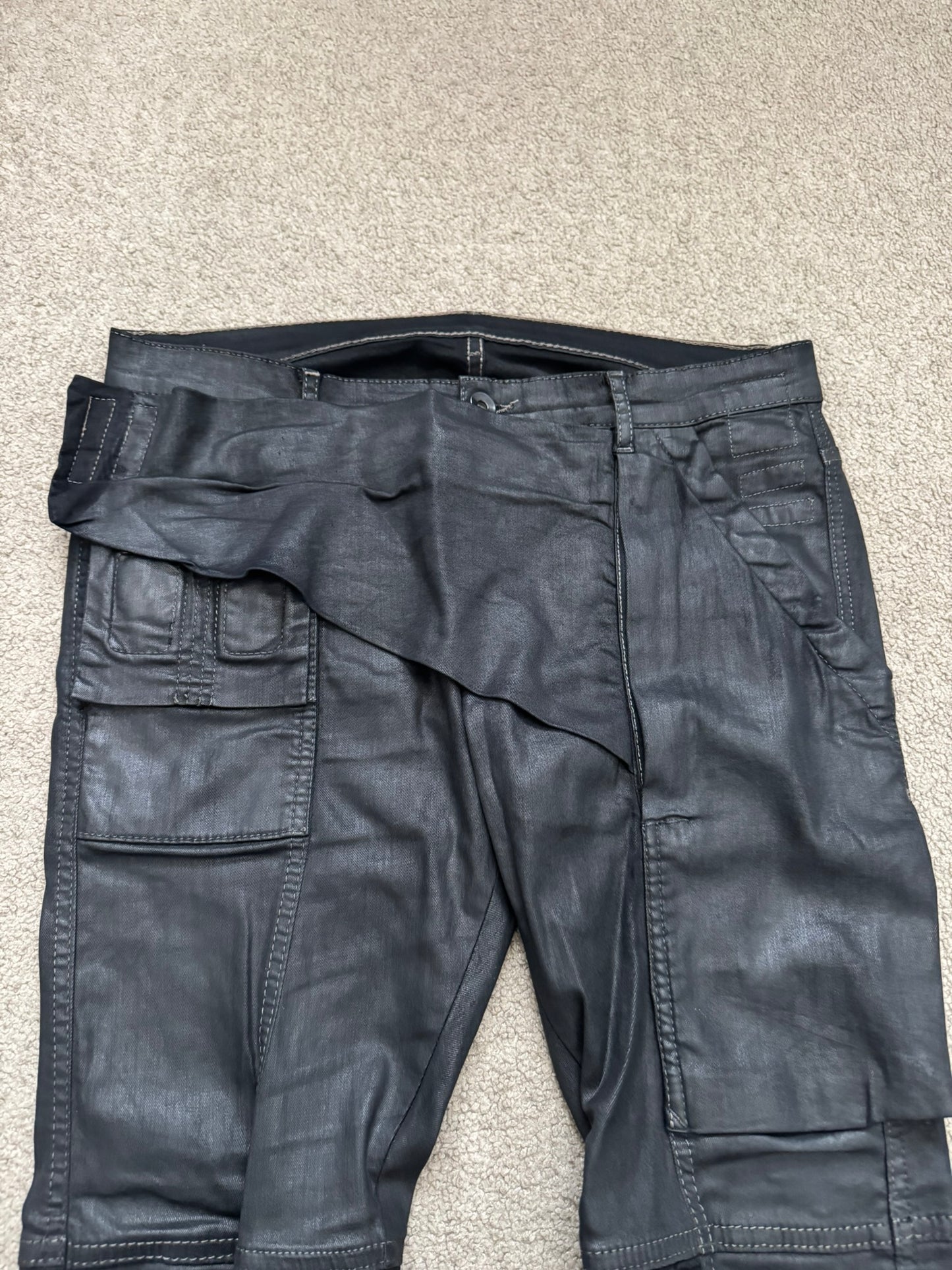 FW13 Rick Owens DRKSHDW Waxed Memphis Biker Denim Jeans