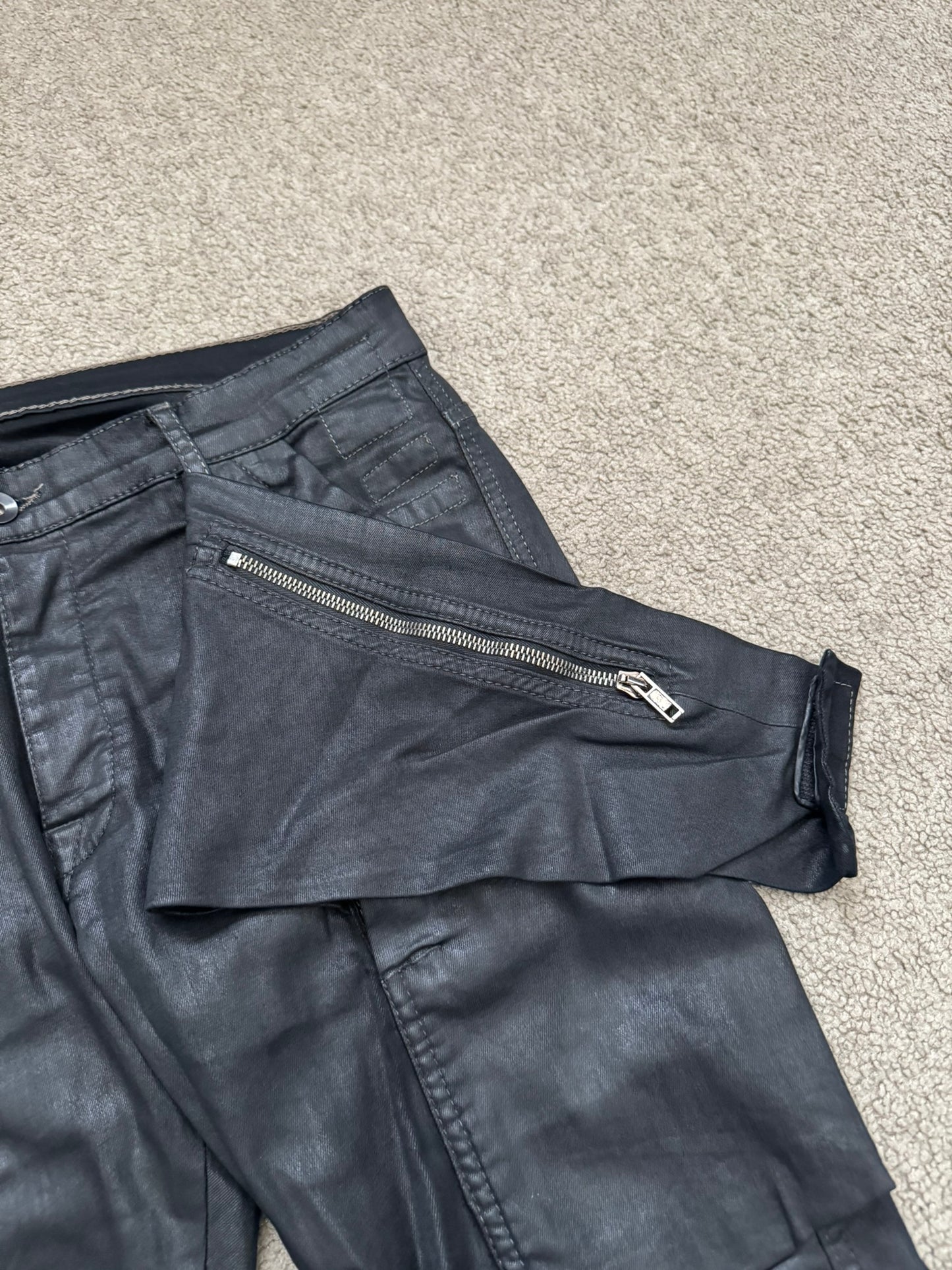 FW13 Rick Owens DRKSHDW Waxed Memphis Biker Denim Jeans