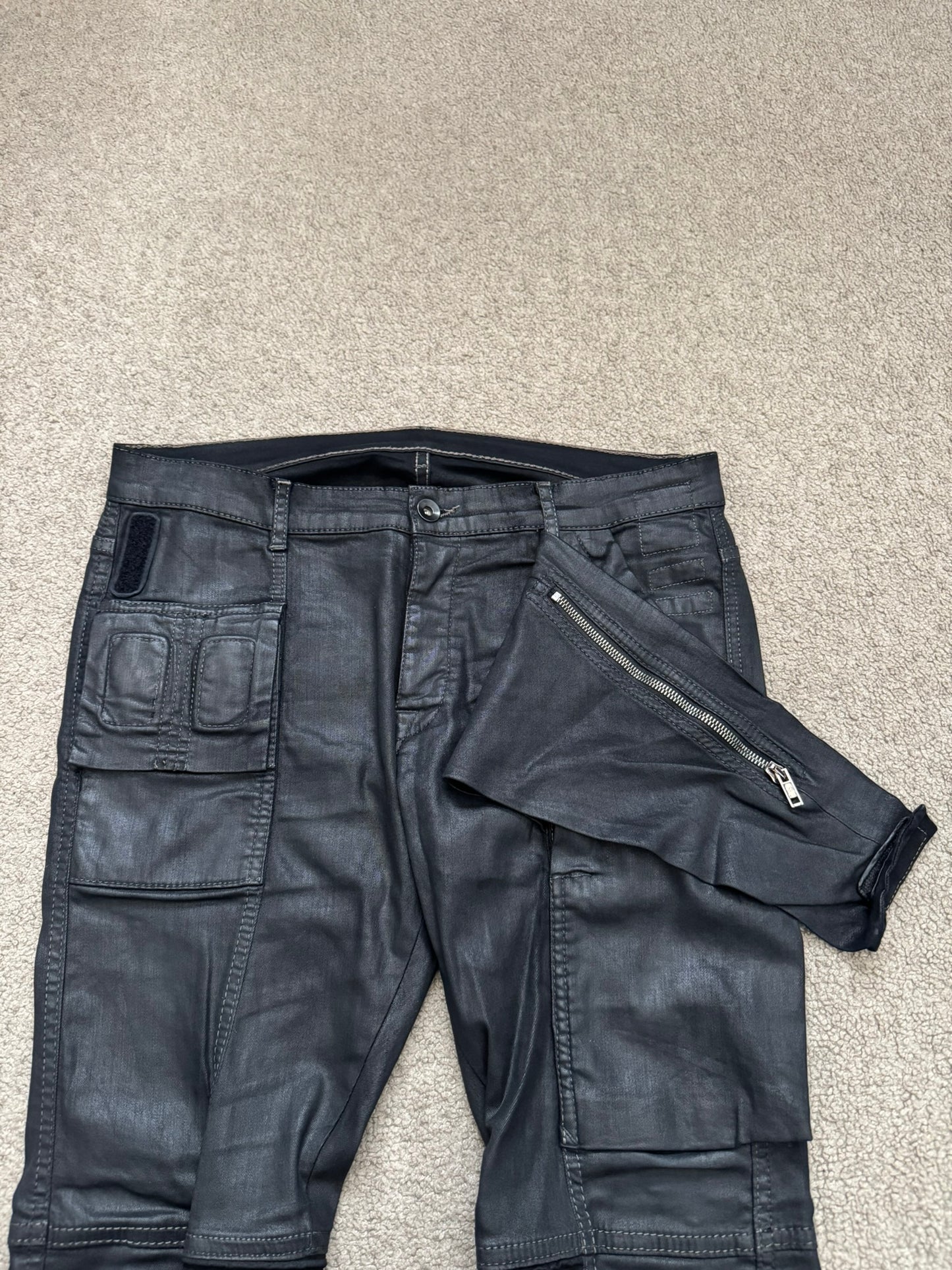 FW13 Rick Owens DRKSHDW Waxed Memphis Biker Denim Jeans