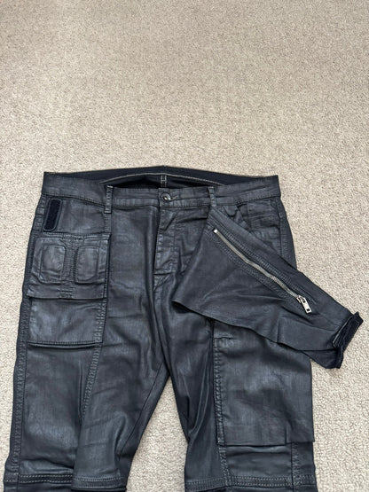 FW13 Rick Owens DRKSHDW Waxed Memphis Biker Denim Jeans