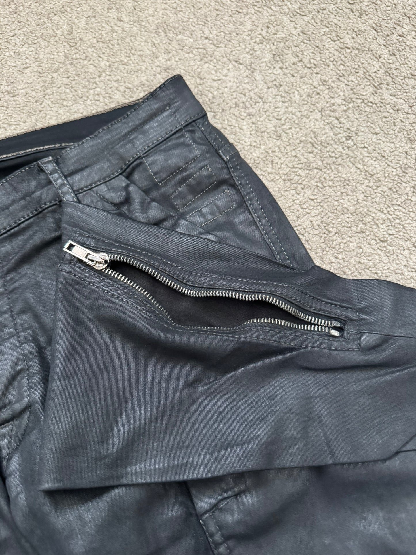 FW13 Rick Owens DRKSHDW Waxed Memphis Biker Denim Jeans