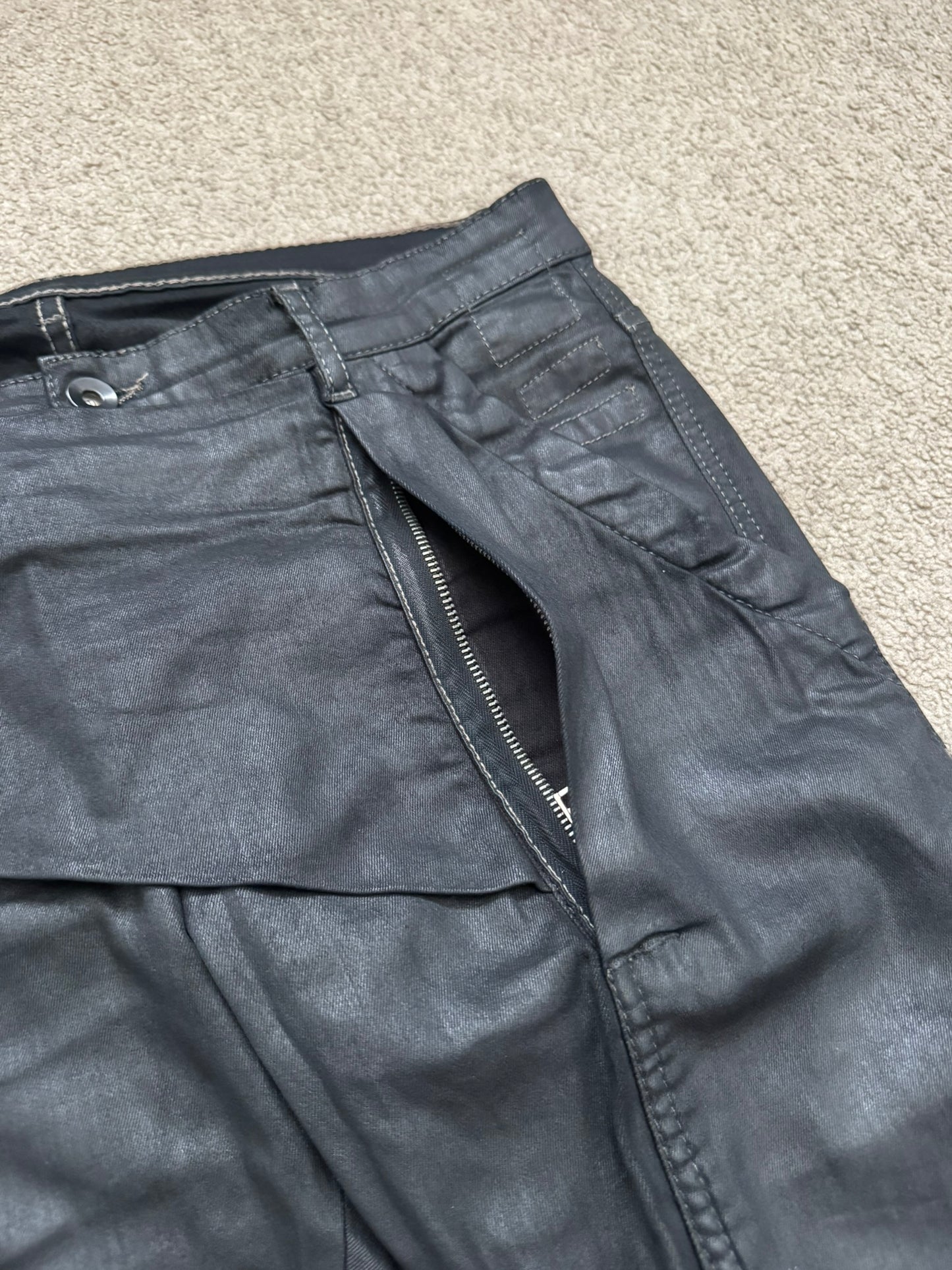 FW13 Rick Owens DRKSHDW Waxed Memphis Biker Denim Jeans