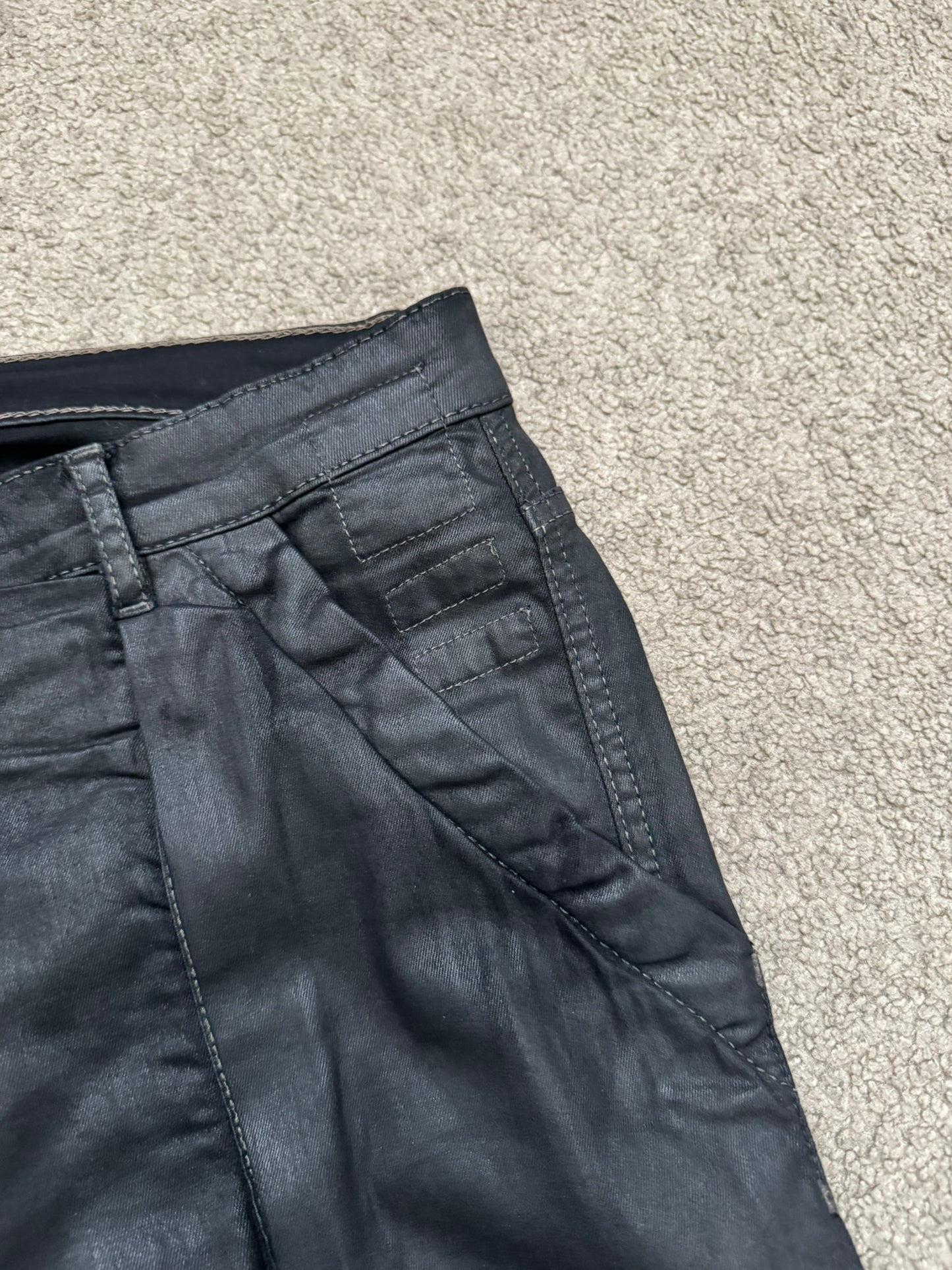 FW13 Rick Owens DRKSHDW Waxed Memphis Biker Denim Jeans