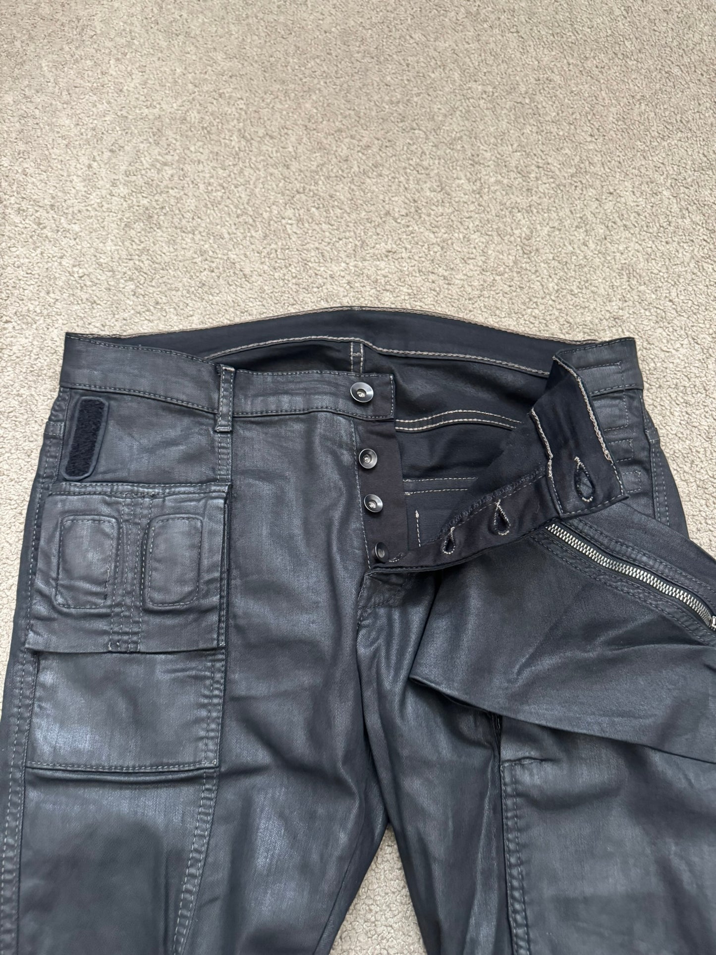 FW13 Rick Owens DRKSHDW Waxed Memphis Biker Denim Jeans