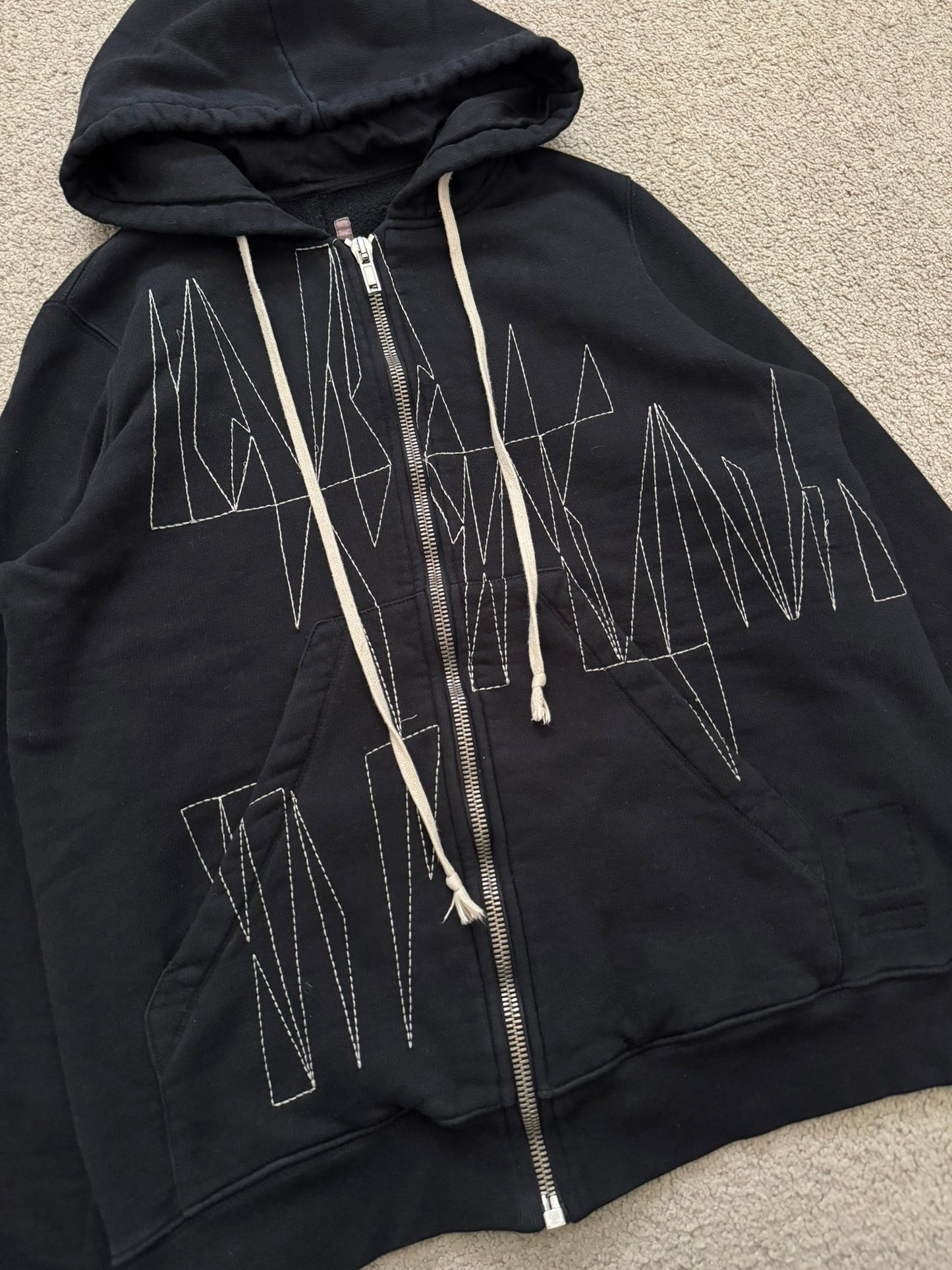 FW15 Rick Owens DRKSHDW Black Felpa Jason Zip Up Hoodie