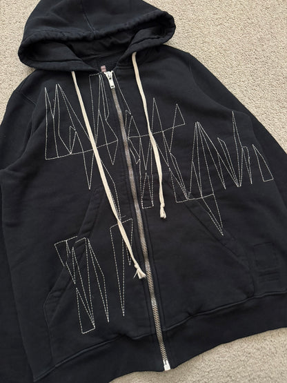 FW15 Rick Owens DRKSHDW Black Felpa Jason Zip Up Hoodie
