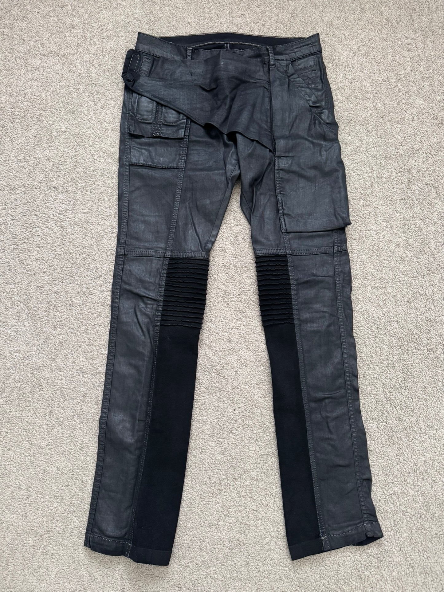 FW13 Rick Owens DRKSHDW Waxed Memphis Biker Denim Jeans