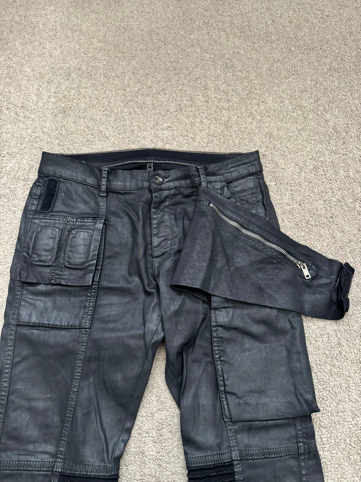 FW13 Rick Owens DRKSHDW Waxed Memphis Biker Denim Jeans