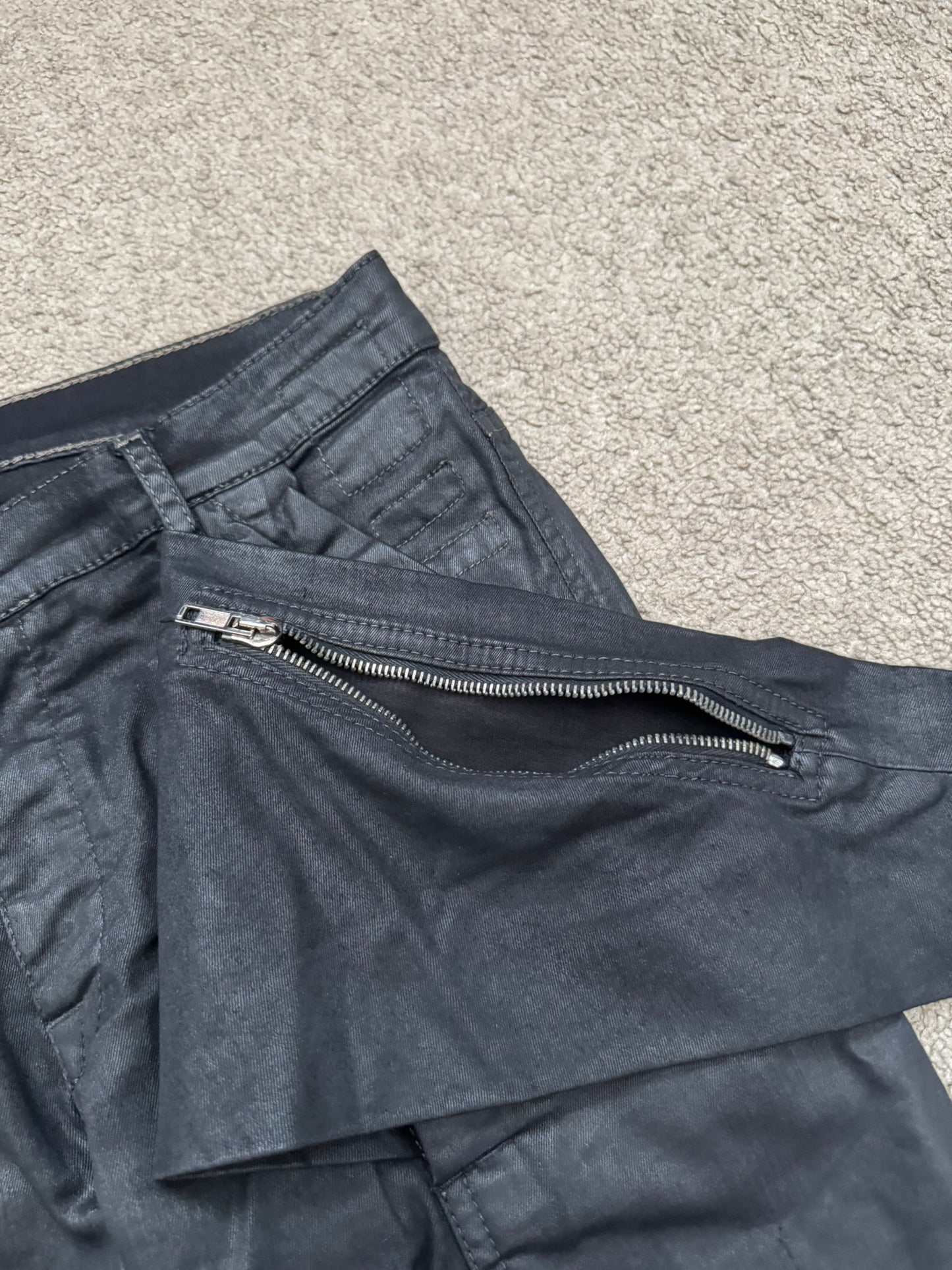 FW13 Rick Owens DRKSHDW Waxed Memphis Biker Denim Jeans