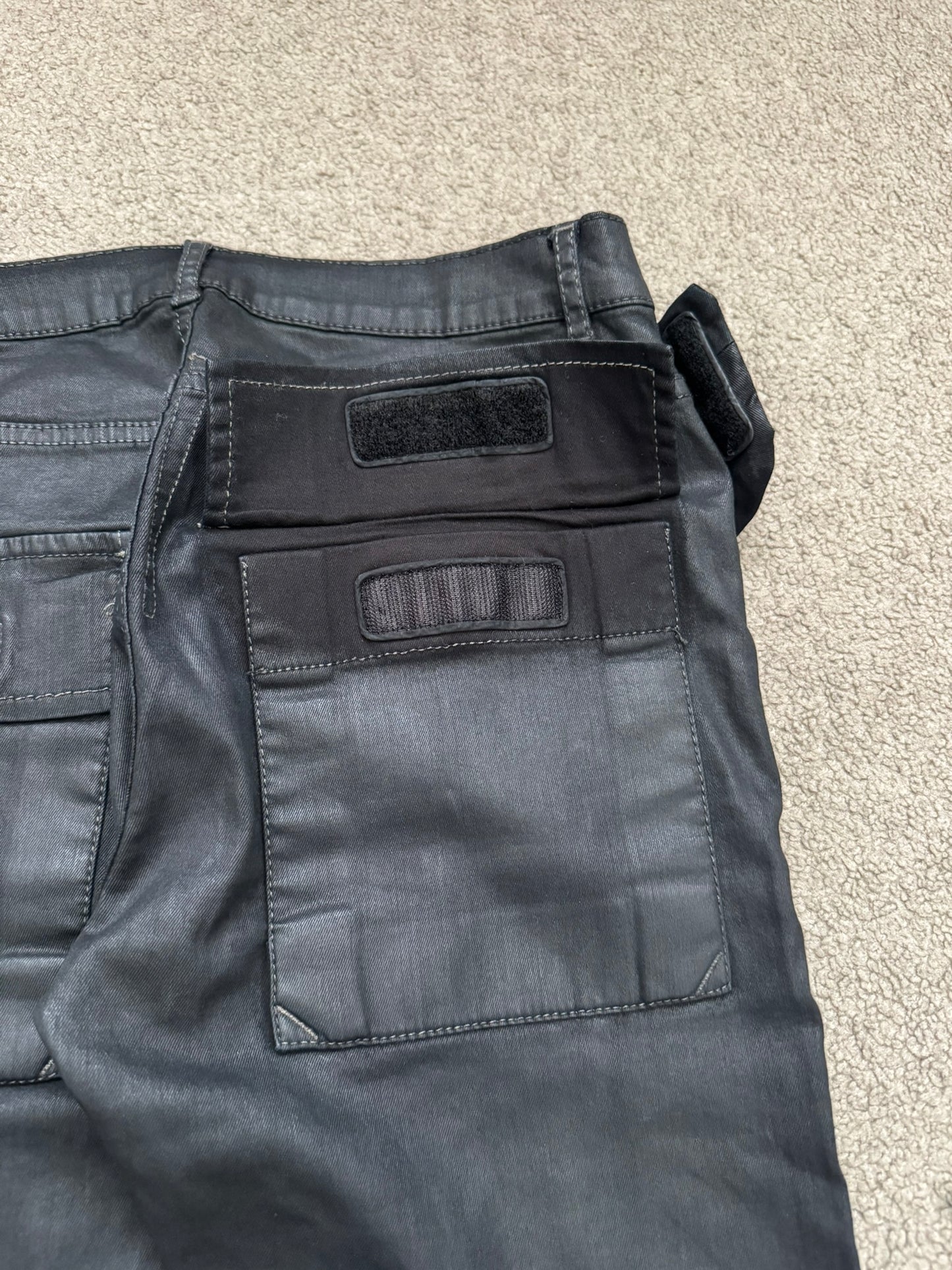 FW13 Rick Owens DRKSHDW Waxed Memphis Biker Denim Jeans