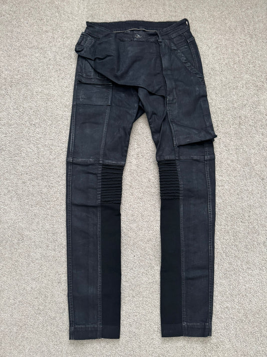 FW16 Rick Owens DRKSHDW Matte Waxed Memphis Biker Denim Jeans