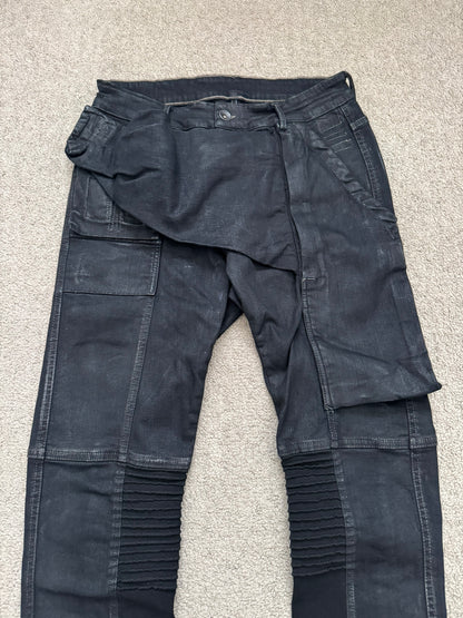 FW16 Rick Owens DRKSHDW Matte Waxed Memphis Biker Denim Jeans