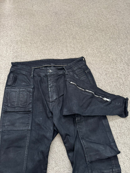 FW16 Rick Owens DRKSHDW Matte Waxed Memphis Biker Denim Jeans