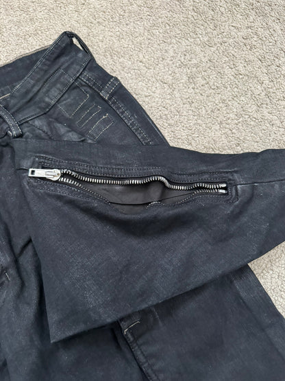 FW16 Rick Owens DRKSHDW Matte Waxed Memphis Biker Denim Jeans