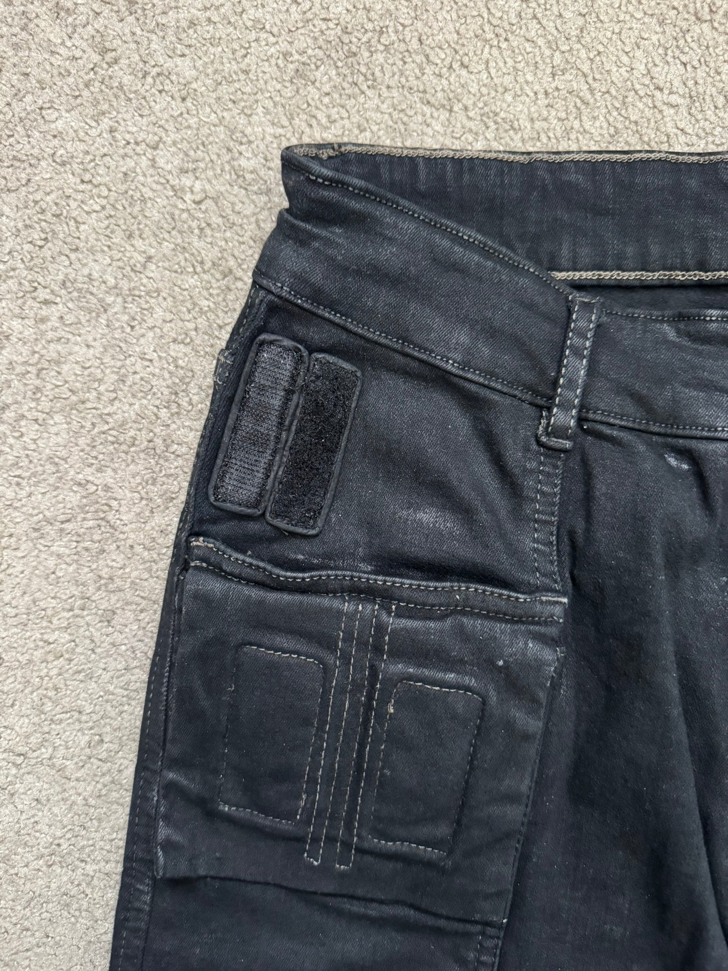 FW16 Rick Owens DRKSHDW Matte Waxed Memphis Biker Denim Jeans