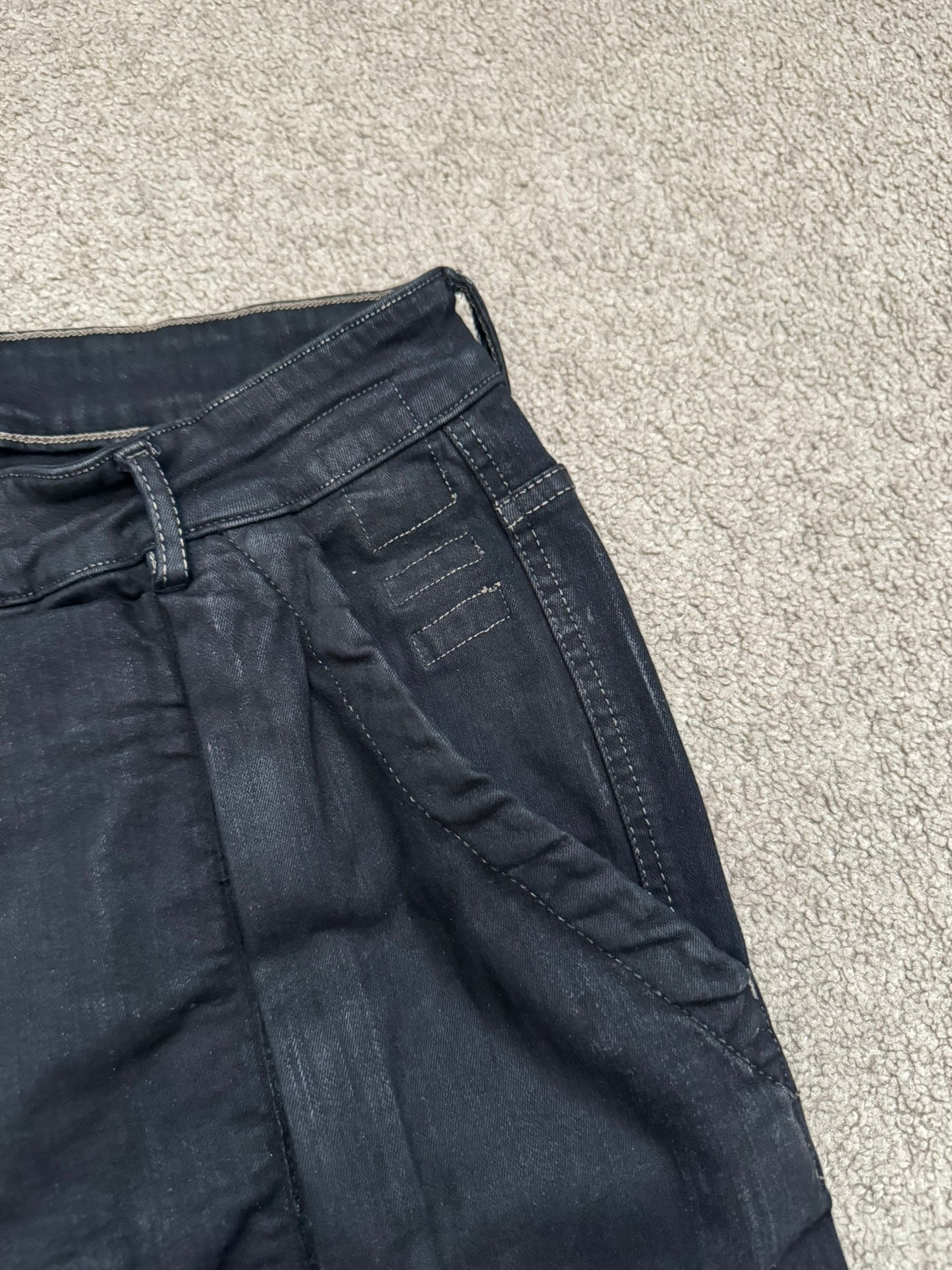 FW16 Rick Owens DRKSHDW Matte Waxed Memphis Biker Denim Jeans