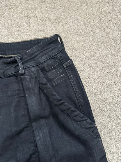 FW16 Rick Owens DRKSHDW Matte Waxed Memphis Biker Denim Jeans