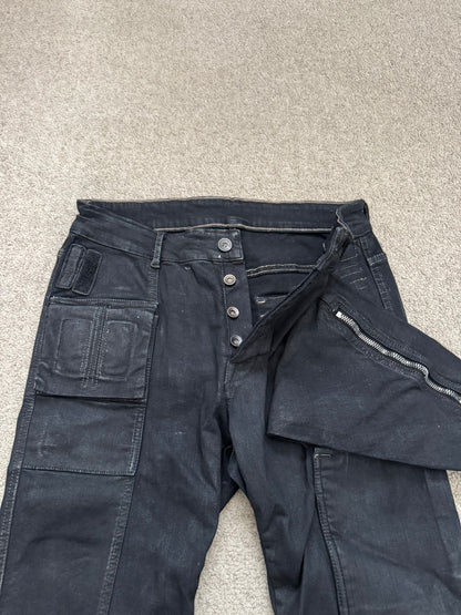 FW16 Rick Owens DRKSHDW Matte Waxed Memphis Biker Denim Jeans