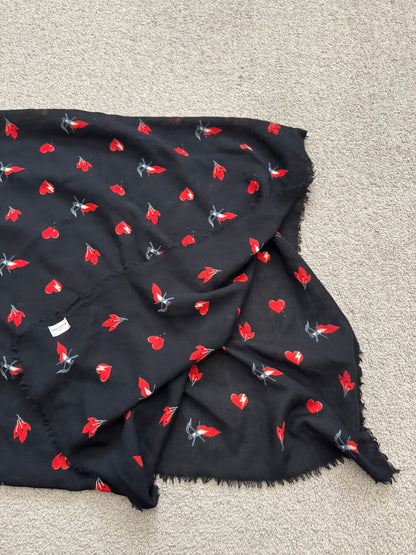 FW17 Saint Laurent Paris No Smoking/Hearts/Floral Wool Scarf