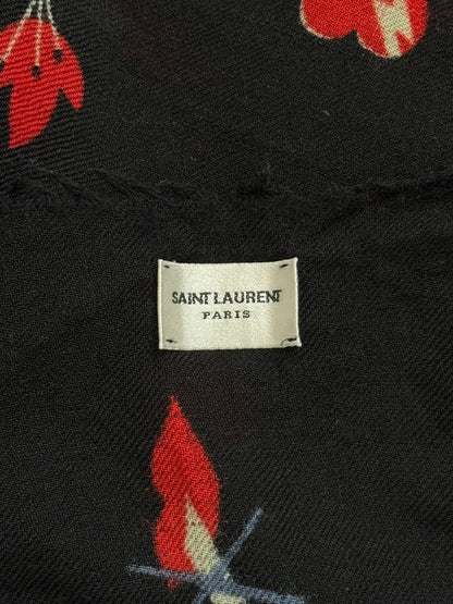 FW17 Saint Laurent Paris No Smoking/Hearts/Floral Wool Scarf